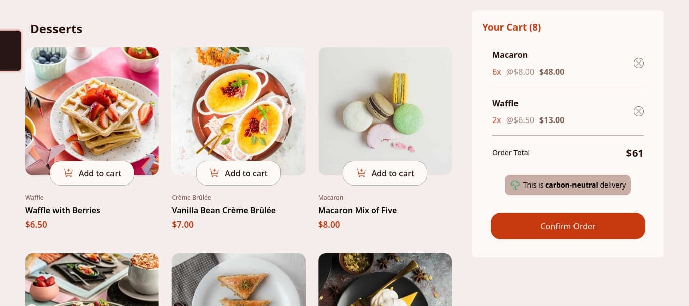 Product List With Cart Menu